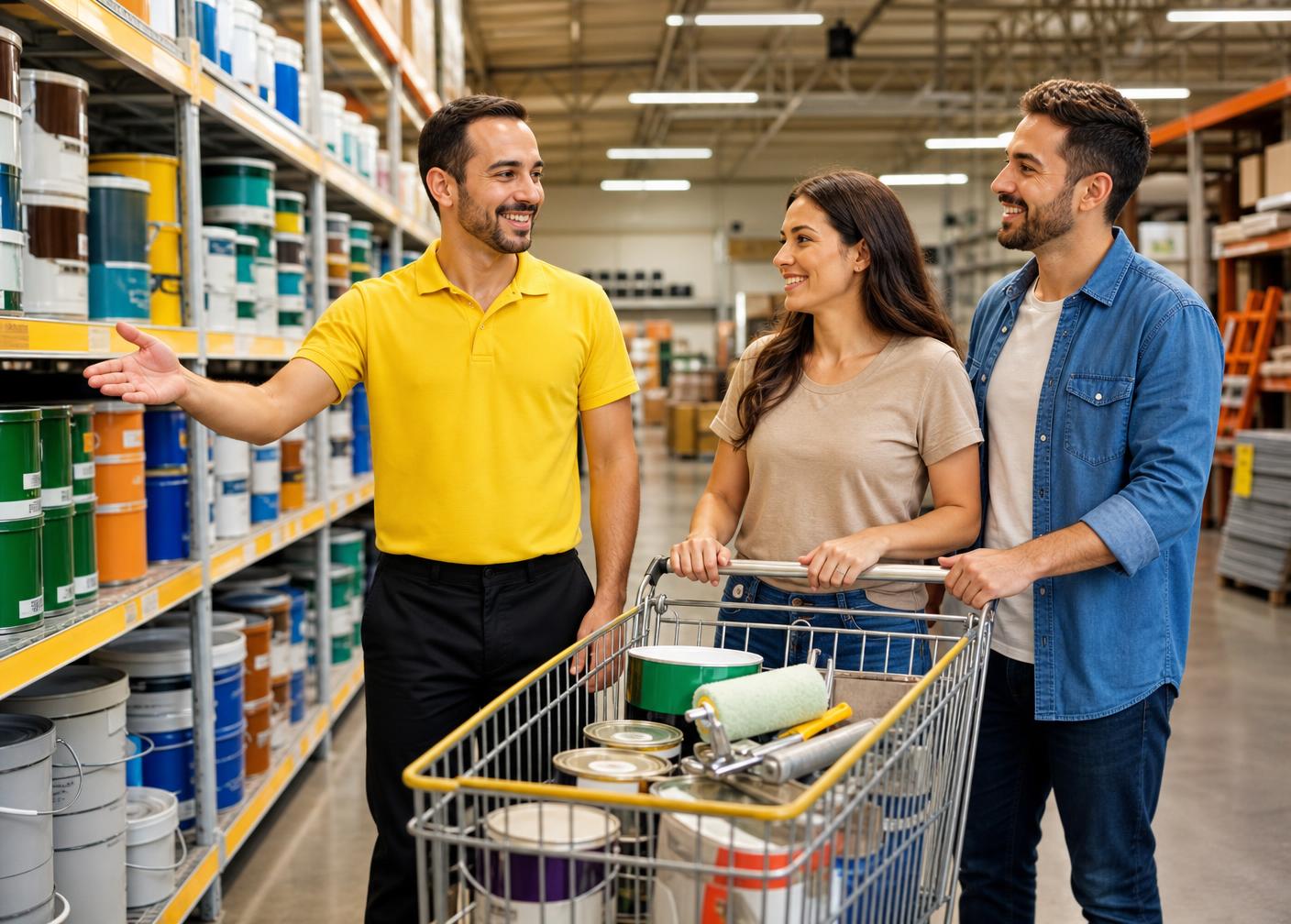 Casal comprando materiais de construção em loja São Jorge